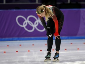 Canada's Brianne Tutt catches her breath after the 1,500 metres at the Pyeongchang Olympics on Feb. 12.