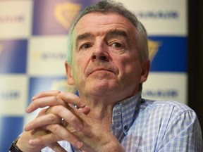 Ryanair CEO Michael O'Leary speaks during a press conference in London on August 2, 2017.