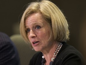 Alberta Premier Rachel Notley speaks at an emergency cabinet meeting.