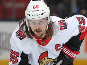 Ottawa Senators defenceman Erik Karlsson waits for a faceoff against the Toronto Maple Leafs on Feb. 10.