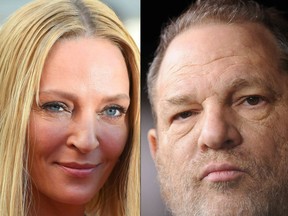 U.S. actress Uma Thurman and disgraced producer Harvey Weinstein.