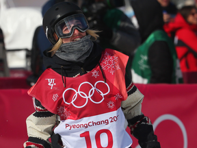 Blouin finished last among the 12 riders and did not even attempt her third run because of a tailbone injury.