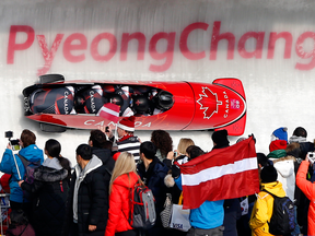 The Canadians were trying to win just the second Olympic medal for the country in four-man bobsleigh, the signature event at the sliding centre in any Games.