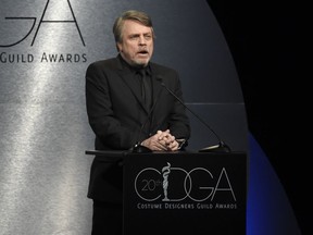 Mark Hamill speaks at the 20th annual Costume Designers Guild Awards at The Beverly Hilton hotel on Tuesday, Feb. 20, 2018, in Beverly Hills, Calif.