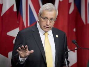 Ontario PC Interim Leader Vic Fedeli addresses the media at Ontario Legislature in Toronto on Tuesday February 20, 2018. The rift between Ontario's Progressive Conservative party factions continued to widen today as Fedeli said he had informed the executive of his lack of confidence in Patrick Brown hours before the ousted politician launched a bid to reclaim his job.THE CANADIAN PRESS/Chris Young