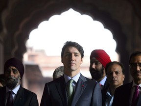 Prime Minister Justin Trudeau visits the Jama Masjid Mosque in New Delhi, India on Thursday, Feb. 22, 2018. India's Ministry of External Affairs issued a statement Wednesday stating the Indian government had no role in an attempted murderer being invited to a pair of events Prime Minister Justin Trudeau attended during his visit to India last week.