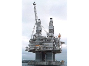 The Hibernia platform stands tall above the waters of Bull Arm, Trinity Bay, Nfld. N.L. Premier Dwight Ball calling for talks with Ottawa on the 2005 Atlantic Accord.