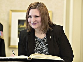 Alberta Associate Minister of Health Brandy Payne is sworn in as a new cabinet minister in Edmonton Alta, on Monday February 2, 2016.