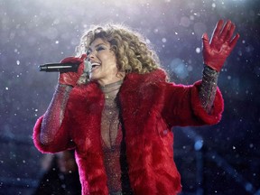 Shania Twain performs during the halftime show during the 105th Grey Cup between the Toronto Argonauts and the Calgary Stampeders in Ottawa on November 26, 2017. The 2018 Juno Awards nominees will be unveiled this morning as the music industry grapples with questions about a lack of female representation. Canada's biggest music bash will likely shine a spotlight on superstars Drake, Shania Twain and the late Gord Downie in the top categories.