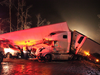 First responders and highways crews, shown late Sunday, worked through the night to help 165 victims involved in a multi-vehicle pileup on an icy stretch of the Coquihalla Highway in B.C.