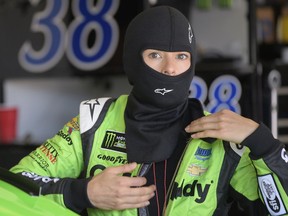Danica Patrick prepares for practice for the NASCAR Daytona 500 Cup Series auto race at Daytona International Speedway in Daytona Beach, Fla., Saturday, Feb. 17, 2018. Patrick has one last chance at a win in NASCAR, on its biggest stage, at the Daytona 500. She will run only that event, then focus on the Indianapolis 500 before she retires as a race car driver.