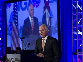 Australian Prime Minister Malcolm Turnbull, speaks during the National Governor Association 2018 winter meeting, on Saturday, Feb. 24, 2018, in Washington.