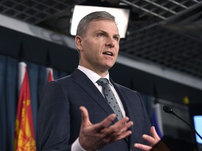 Tim McMillan, Canadian Association of Petroleum Producers President and CEO, speaks during a press conference on Canada falling behind in global competition for oil and natural gas investment on Parliament Hill in Ottawa on Monday, Feb. 26, 2018.