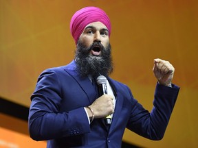 NDP Leader Jagmeet Singh speaks during the Federal NDP Convention in Ottawa on Saturday, Feb. 17, 2018.
