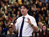 Prime Minister Justin Trudeau answers questions at a town hall meeting in Edmonton on Thursday Feb. 1, 2018.