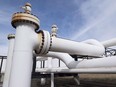 Pipes are seen at the Kinder Morgan Trans Mountain facility in Edmonton on April 6, 2017. The Liberal goverment's Bills C-68 and C-69 will change how pipelines are approved and regulated in Canada.