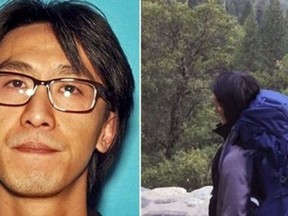 This undated photos released by the National Park Service shows Alan Chow, of Oakland, Calif. Chow, who was backpacking alone, was spotted from a National Park Service helicopter around noon Friday, Feb. 23, 2018, above Wapama Fall in the Hetch Hetchy area after an extensive search the past several days. (National Park Service via AP)