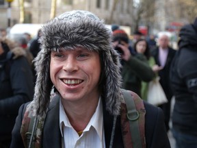 British student Lauri Love, who is accused of hacking into US government websites, arrives at the Royal Courts of Justice in central London on February 5, 2018.