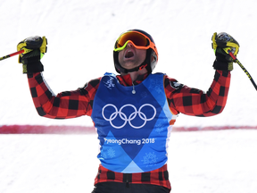 Canada's Brady Leman won gold in Olympic ski cross on Wednesday.