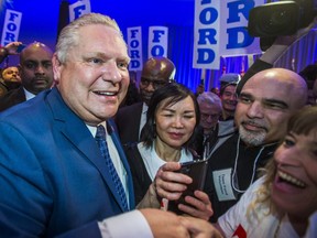 Doug Ford greets supporters after speaking at his "Rally for a Stronger Ontario" in Toronto, Ont. on Saturday February 3, 2018.