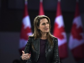 Ontario PC Party leadership candidate Caroline Mulroney participates in a Q&A at the Manning Networking Conference in Ottawa on Friday, Feb. 9, 2018.