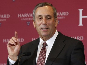 Lawrence Bacow speaks after being introduced Sunday, Feb. 11, 2018, in Cambridge, Mass., as the 29th president of Harvard University. Bacow, former president of Tufts University and a leader-in-residence at Harvard's Kennedy School of Government, assumes the office July 1. He will succeed Drew Faust, 70, who has served in the post for more than a decade as Harvard's first female president.