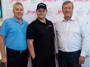 Pictured left to right: current MPP Kitchener-Conestoga Michael Harris, Mike Harris Jr. and former Ontario Premier Mike Harris.