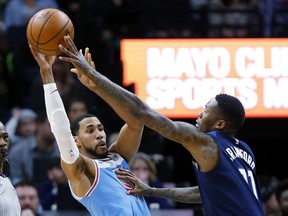 Minnesota Timberwolves Jamal Crawford (11) pressures Sacramento Kings guard Garrett Temple (17) in the second quarter of an NBA basketball game Sunday, Feb, 11, 2018 in Minneapolis.