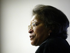 In this Feb. 19, 2004, photo, Judge Evelyn Baker presides over a tax credit case in St. Louis Circuit Court in in St. Louis, Mo. The former St. Louis judge, who sentenced a teenager to more than 240 years in prison, says she "deeply" regrets her ruling and is asking the U.S. Supreme Court to give him the opportunity for reform.