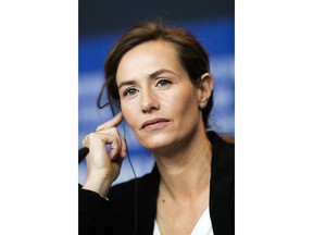 Cecile de France, member of the jury of the International Film Festival Berlin, Berlinale, attends a news conference in Berlin, Thursday, Feb. 15, 2018.