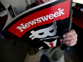 This file photo shows a cover of Newsweek magazine from March 10, 2014. On January 18, 2018 the Manhattan district attorney’s office raided Newsweek’s headquarters in Lower Manhattan and seized 18 computer servers as part of an investigation related to the company’s finances.