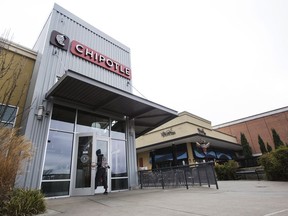 FILE - This Tuesday Dec. 15, 2015, file photo, shows a Chipotle Mexican Grill restaurant in Seattle. Chipotle Mexican Grill Inc. reports quarterly financial results, Tuesday, Feb. 6, 2018.