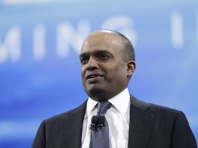 FILE- In this Jan. 9, 2017, file photo, Ford Executive Vice President Raj Nair addresses the North American International Auto show in Detroit. Ford has ousted Nair, one of its top executives, over allegations of unspecified inappropriate behavior. The company said in a statement that Nair, the North America President, is leaving the company immediately.