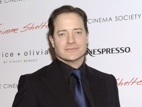 FILE - In this Jan. 22, 2014 file photo, actor Brendan Fraser attends a special screening of "Gimme Shelter" in New York.  Fraser has accused former Hollywood Foreign Press Association president Philip Berk of groping him in 2003, and the organization says it is investigating the claim. Fraser, 49, best known for his roles in "The Mummy" trilogy, made the accusation in an interview with GQ magazine.