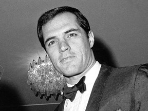 FILE - In this Nov. 20, 1967 file photo, John Gavin appears for a performance of Giuseppe Verdi's "Il Trovatore," in Rome. Gavin died Friday, Feb. 9, 2017, according to manager Budd Burton Moss, who represents Gavin's wife, actress Constance Towers. He was 86.