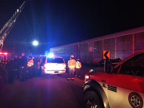 Emergency responders work at the scene of a crash between an Amtrak passenger train and a CSX freight train Sunday, Feb. 4, 2018 in Cayce, S.C.