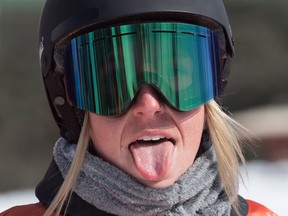 Canadian snowboarder Laurie Blouin had a bad fall on Friday and was hospitalized.