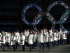 This file photo taken on February 10, 2006 shows South Korean and North Korean athletes marching together during the opening ceremony of the 2006 Winter Olympics at the Olympic stadium in Turin.