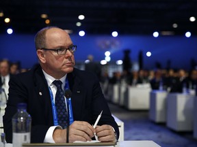 Prince Albert II of Monaco participates in the 132nd IOC Session prior to the 2018 Winter Olympics in Pyeongchang, South Korea, Tuesday, Feb. 6, 2018.