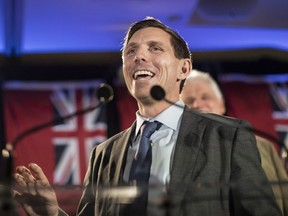 Ontario Conservative leadership candidate Patrick Brown addresses supporters and the media in Toronto on Sunday, February 18, 2018.