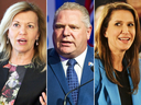 Ontario PC party leadership candidates: Christine Elliott, Doug Ford and Caroline Mulroney.