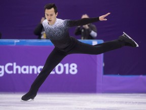 Canada's Patrick Chan performs his short program in the men's portion of the figure skating team competition at the Pyeonchang Winter Olympics Friday, February 9, 2018 in Gangneung, South Korea.