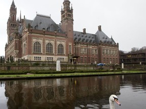 Exterior view of the International Court of Justice, or World Court, in The Hague, Netherlands, Friday, Feb. 2, 2018. The International Court of Justice delivers its rulings in two cases that will map out disputed maritime and land boundaries between Costa Rica and Nicaragua.