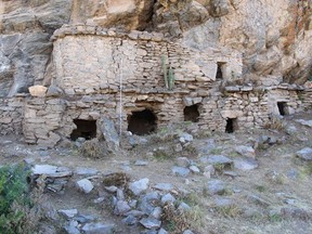 Above-ground tombs at the cemetery site of Yuraq Qaqa, Colca Valley, Peru.