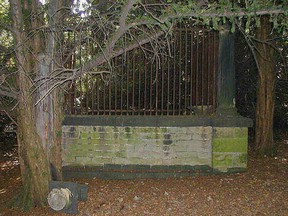 The possible site of Robin Hood's grave in the woods near Kirklees Priory.