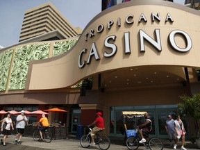 FILE- This June 19, 2017, file photo shows the Tropicana Casino and Resort in Atlantic City, N.J. On Wednesday, Feb. 14, 2018, police say a fire broke out in a Tropicana hotel room that was caused by a man who had set up an illegal methamphetamine lab in the room.