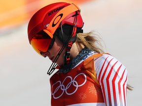 Mikaela Shiffrin finished in fourth at the Olympics on Friday.