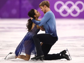 Madison Chock and Evan Bates of the United States compete in the ice dancing event at the Pyeongchang Olympics on Feb. 20, 2018
