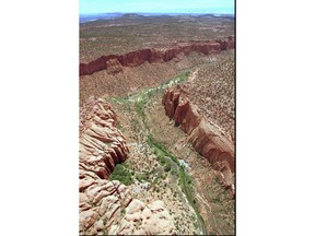 FILE - This May 30, 1997, file photo, shows the varied terrain of Grand Staircase-Escalante National Monument near Boulder, Utah. The window opened Friday, Feb. 2, 2018, for oil, gas, uranium and coal companies to make requests or stake claims to lands that were cut from two sprawling Utah national monuments by President Trump in December but there doesn't appear to be a rush to seize the opportunity.