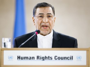 Seyyed Alireza Avaei, Minister of Justice of the Islamic Republic of Iran, delivers a speech during the High-Level Segment and second day of the 37th session of the Human Rights Council, at the European headquarters of the United Nations in Geneva, Switzerland, Tuesday, Feb. 27, 2018.